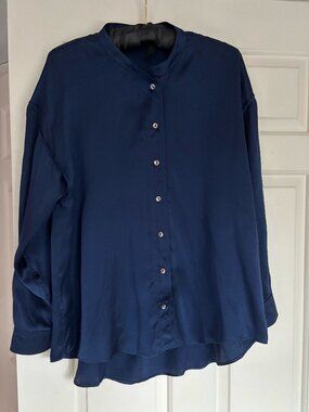Navy Blue Silk Daryl K Shirt